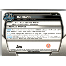 Topps 2022-23 Bowman Chrome University #10 RJ Davis gyűjthető kártya