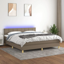  tópszínű szövet rugós és LED-es ágy matraccal 160x200 cm ágy és ágykellék