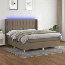  tópszínű szövet rugós és LED-es ágy matraccal 160x200 cm ágy és ágykellék