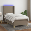  tópszínű szövet rugós és LED-es ágy matraccal 90x200 cm