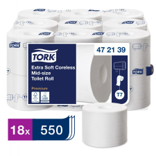 Tork Extra Soft belsőmag nélküli Mid-size toalettpapír Premium T7, fehér 3r, 9,3cmx68,75m SCA472139 higiéniai papíráru