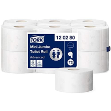 Tork toalettpapír T2 mini Jumbo Advanced szürke levélmintával, 2r., fehér, 170m/tek, 12tek/# higiéniai papíráru