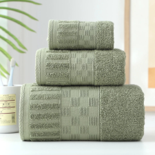  Törölköző Boho Zöld szélén kockás 30x50cm 10db-os csomag lakástextília