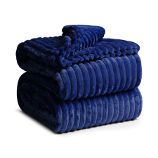 Törölközős Bordázott, puha plüss takaró kék színben / 200x230 cm lakástextília