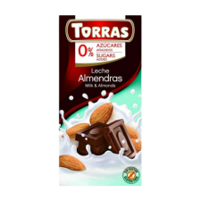 Torras Mandulás hozzáadott cukormentes tejcsokoládé 75g diabetikus termék