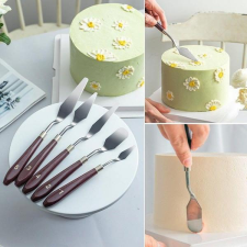 Tortadíszítő spatula készlet, kis méretű – 5 db-os, tökéletes finom részletekhez kés és bárd