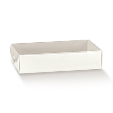 Tortastúdió Mézeskalács doboz, áttetsző tetővel, fehér, 150×100×35 mm - csomag sütés és főzés