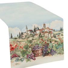 Toszkán vidék hangulatú gépi gobelin asztali futó, 44 x 140 cm party kellék