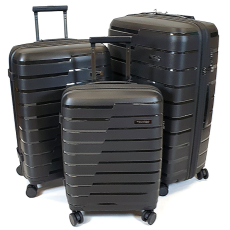 TOUAREG TP négykerekű fekete bőröndszett-3db TP- S,M,L szett-fekete