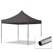  TP 3x3m összecsukható 750N acél vázas pavilon, oldalfal nélkül - sötétszürke kerti bútor