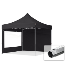  TP 3x3m összecsukható 800N alumínium pavilon, 2 db oldalfallal - fekete kerti bútor