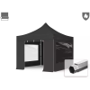  TP 3x3m összecsukható 850N alumínium pavilon, 4 db oldalfallal, tűzálló - fekete