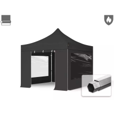  TP 3x3m összecsukható 850N alumínium pavilon, 4 db oldalfallal, tűzálló - fekete kerti bútor