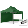  TP 3x4,5m összecsukható 750N acél vázas pavilon, 2 db oldalfallal - zöld