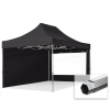  TP 3x4,5m összecsukható 800N alumínium pavilon, 2 db oldalfallal - fekete