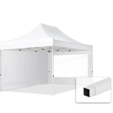  TP 3x4,5m összecsukható acél pavilon, 2 db oldalfallal - fehér kerti bútor