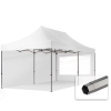  TP 3x6m összecsukható 750N acél vázas pavilon, 2 db oldalfallal - fehér