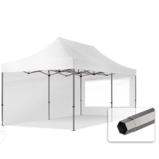  TP 3x6m összecsukható 750N acél vázas pavilon, 2 db oldalfallal - fehér kerti bútor