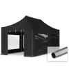  TP 3x6m összecsukható 750N acél vázas pavilon, 4 db oldalfallal - fekete