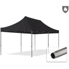  TP 3x6m összecsukható 800N acél pavilon, oldalfal nélkül, tűzálló - fekete kerti bútor