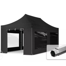  TP 3x6m összecsukható 800N alumínium pavilon, 4 db oldalfallal - fekete kerti bútor