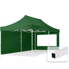  TP 3x6m összecsukható acél pavilon, 2 db oldalfallal - zöld kerti bútor