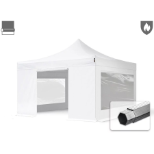  TP 4x4m összecsukható 850N alumínium pavilon, 4 db oldalfallal, tűzálló - fehér kerti bútor
