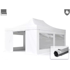  TP 4x6m összecsukható 850N alumínium pavilon, 4 db oldalfallal, tűzálló - fehér kerti bútor
