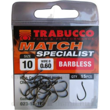 Trabucco Match Specialist szakáll nélküli horog 10, 15 db/csg horog