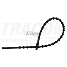 TRACON 150F-GY Gyöngyös nyitható kábelkötegelő, fekete 150×2mm, D=8-35mm, PE barkácsolás, csiszolás, rögzítés