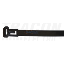 TRACON 261-NY Nyitható kábelkötegelő, fekete 250×7.6mm, D=10-65mm, PA 6.6 barkácsolás, csiszolás, rögzítés