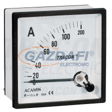 TRACON ACAM72-75 Analóg váltakozó áramú ampermérő közvetlen méréshez 72×72mm, 75A AC mérőműszer