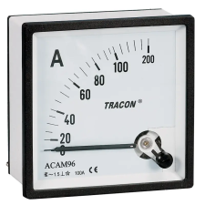 TRACON ACAM96-10 Analóg váltakozó áramú ampermérő közvetlen méréshez 96×96mm, 10A AC mérőműszer