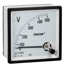 TRACON ACVM96-450 Analóg váltakozó áramú voltmérő 96×96mm, 450V AC mérőműszer