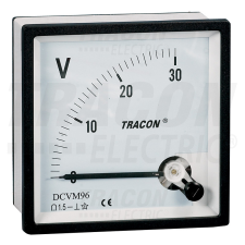 TRACON Analóg egyenáramú alapműszer sönt méréshez 96×96mm, DC villanyszerelés