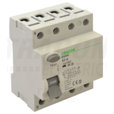 TRACON Áram-védőkapcsoló, 4 pólusú63A, 30mA, 6kA, A villanyszerelés