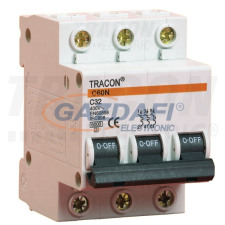 TRACON B60-40-3 Kismegszakító, 3 pólus, B karakterisztika 40A, 6kA villanyszerelés