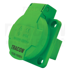 TRACON Beépíthető csatlakozóaljzat, oldalsó védőérintkezővel, kerek16A, 250V, 2P+E, IP44 (SCHUKO) villanyszerelés