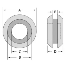 TRACON BV0705 Kábelbevezető, nyitott, gumi B=7,2mm, C=5mm barkácsolás, csiszolás, rögzítés