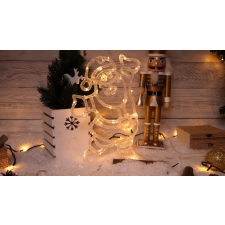 TRACON CHRAS30WW LED karácsonyi ablakdísz,télapó,elemes Timer 6+18h, 30LED, 3000K, 3xAA karácsonyfa izzósor