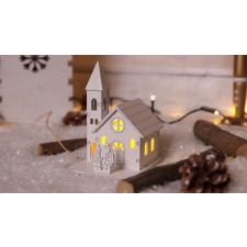 TRACON CHRC1WW LED karácsonyi templom,fa,fehér,elemes Timer 6+18h, 1LED, 3000K, 1xCR2032 karácsonyfa izzósor