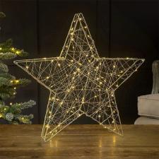 Tracon Electric Tracon CHRSTG20GWW LED karácsonyi csillag, arany,fém, elemes Timer 6+18h, 20LED, meleg fehér ( 3000K ) színhőmérséklettel, 2xAA karácsonyi dekoráció