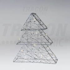 Tracon Electric Tracon CHRTRG15SWW LED karácsonyi fenyő, ezüst, fém, elemes Timer 6+18h,15LED, meleg fehér ( 3000K ) színhőmérséklettel, 2xAA karácsonyi dekoráció