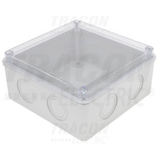 TRACON Elektronikai doboz, világos szürke, átlátszó fedéllel150×150×70mm, IP55 villanyszerelés