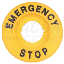 TRACON EMERGENCY STOP lap, magasított d=60mm, h=8mm, ABS villanyszerelés