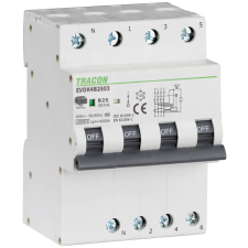 TRACON EVOK4B1603 Kombinált védőkapcsoló, 4P, 4modul, B karakterisztika B16A, 30 mA, 10kA, A villanyszerelés