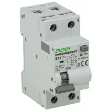 TRACON EVOKM2B4003 Kombinált védőkapcsoló, 2P, 2modul, B karakterisztika 40A, 30 mA, 6kA, AC villanyszerelés