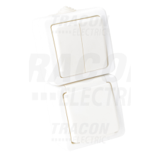 TRACON Falon kívüli 2-áramkörös kapcsoló+csatl.aljzat, függőleges16A/250VAC, IP54, (105) villanyszerelés