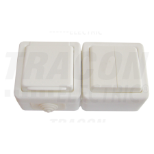 TRACON Falon kívüli 2-áramkörös váltókapcsoló+csatlakozóaljzat 16A/250VAC, IP54, (106/2) villanyszerelés