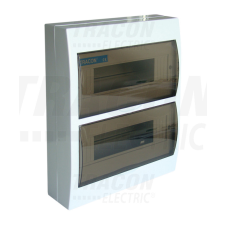 TRACON Falon kívüli elosztódoboz, füstszínű ajtóval, N/PE sínnel villanyszerelés